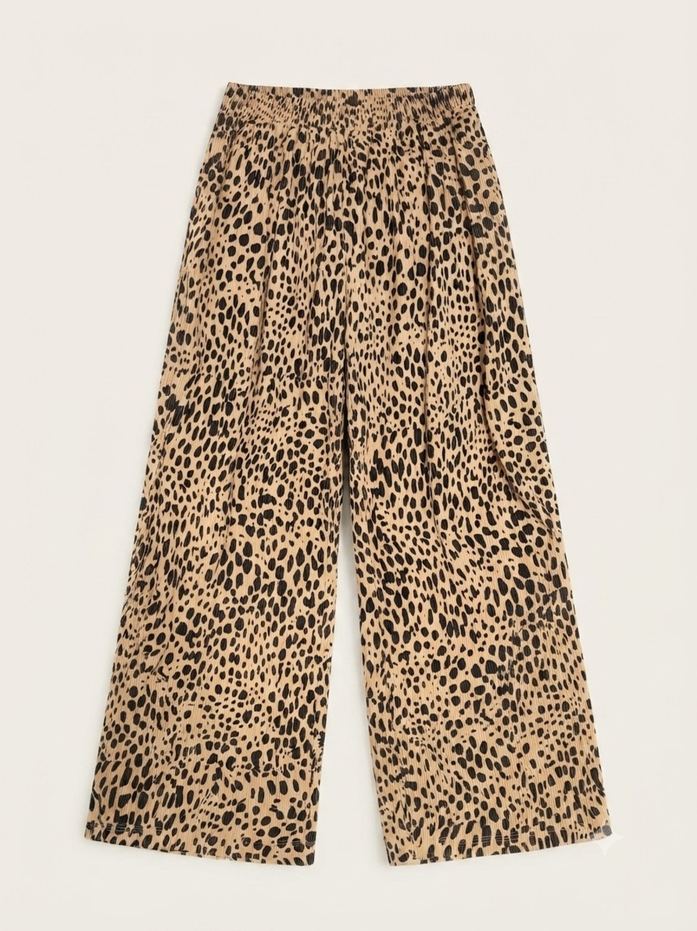 Wide-Leg Animal Print Pants - Beige/Black
